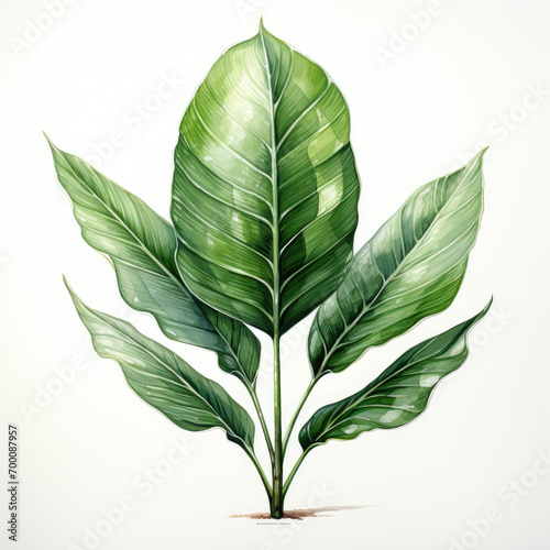 watercolor tropical leave clipart, Generative Ai