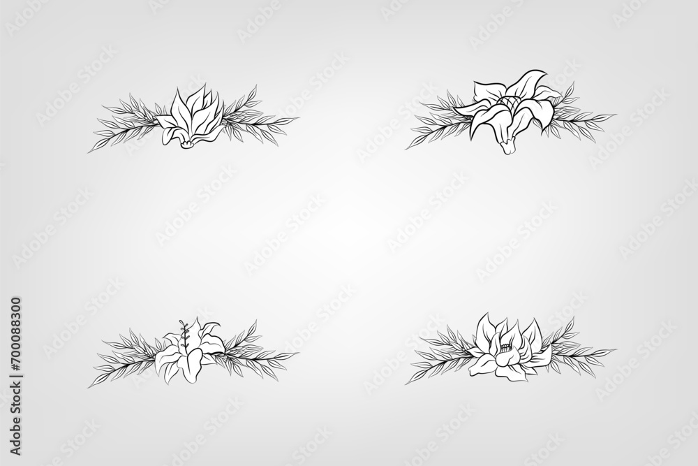 Set botanic blossom floral elements Decorative for Invitation Set botanic blossom floral elements Decorative for Invitation
