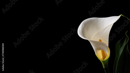 garden flower, calla lily black background photo