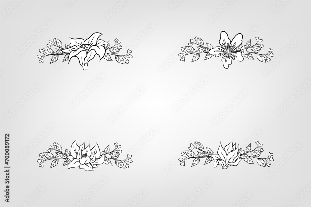 Set botanic blossom floral elements Decorative for Invitation