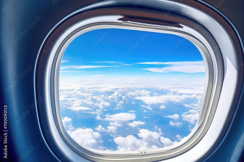 Viewing from a large aircraft window, above the cloud cover. Viewing from a large aircraft window, above the cloud cover.