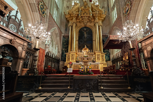 Fragment of Wawel Cathedral interior in Krakow Poland