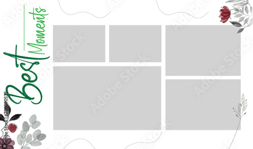 5 photo collage template. vector illustration, new collections