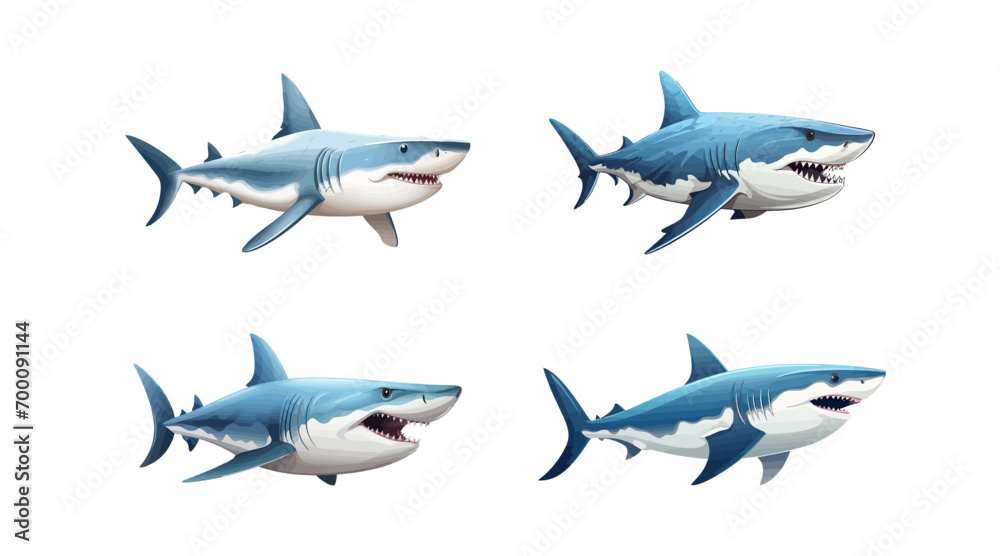 Cartoon white shark. Vector illustration design.