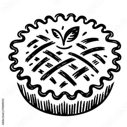 Apple Pie ,Food Doodles line , Black Line art , hand-drawn in the style of doodles line SVG File.