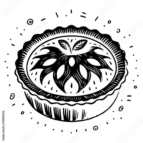 Apple Pie ,Food Doodles line , Black Line art , hand-drawn in the style of doodles line SVG File.