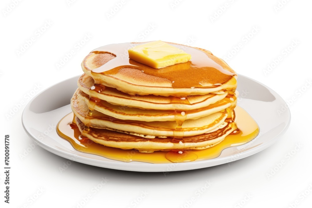 Delicious pancakes on a white plate.