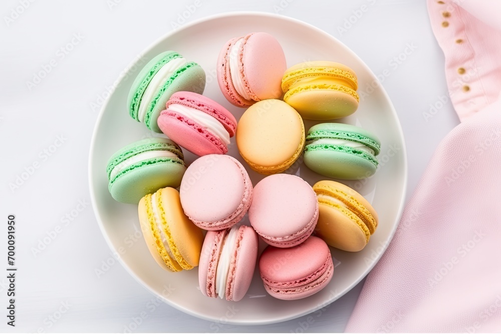 Fototapeta premium macarons on a plate colorful and delicious