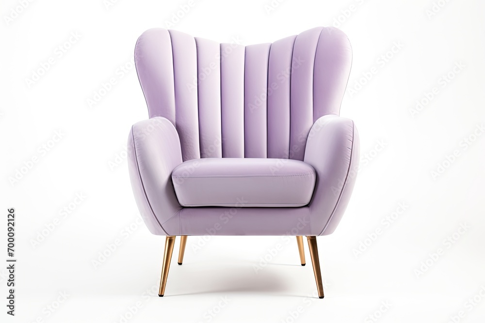 Modern Lilac Pink Faux Leather Wingback Club Armchair isolated on white with metal feet front side view interior furniture Modern Lilac Pink Faux Leather Wingback Club Armchair isolated on white with metal feet front side view interior furniture