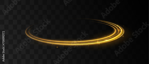 Glitter particles with lines. Swirl effect.  Portal yellow light effect set vector illustration level up and teleportation bright wrapped aura. 