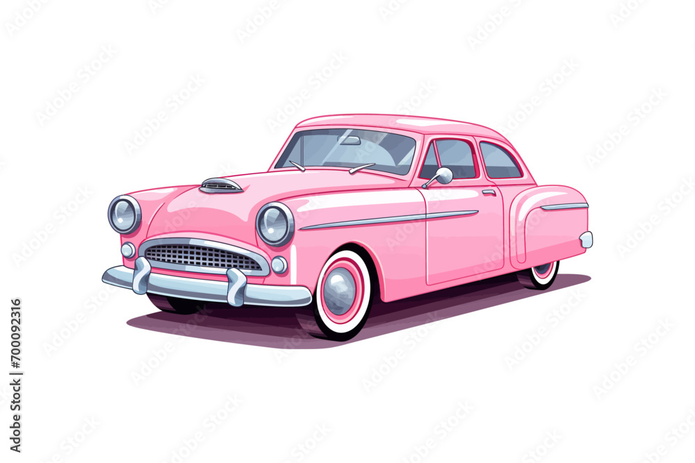 Cartoon vintage pink car. Vector illustration design.