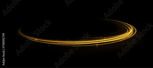 Glitter particles with lines. Swirl effect. Portal yellow light effect set vector illustration level up and teleportation bright wrapped aura. 