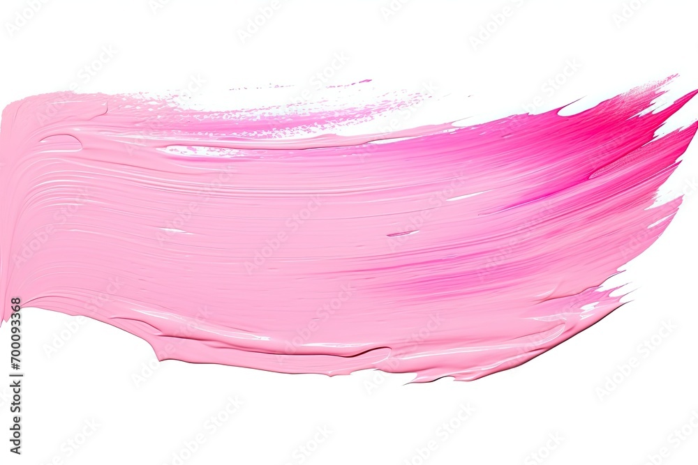 Pink paint brush stroke on white background