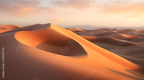 Desert dunes panorama at sunset  3d render illustration