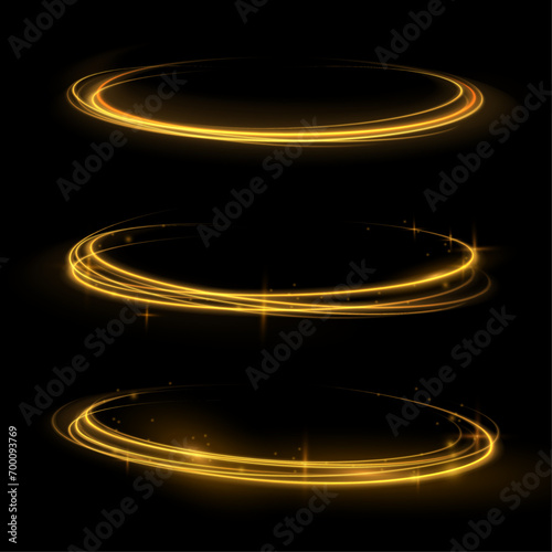 Yellow light in the middle of the circle is a spiral of light. Rotating yellow light shiny, Suitable for product advertising, product design, and other. Vector illustration