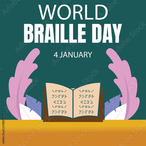 illustration vector graphic of an open book with braille alphabet sides, perfect for international day, world braille day, celebrate, greeting card, etc.