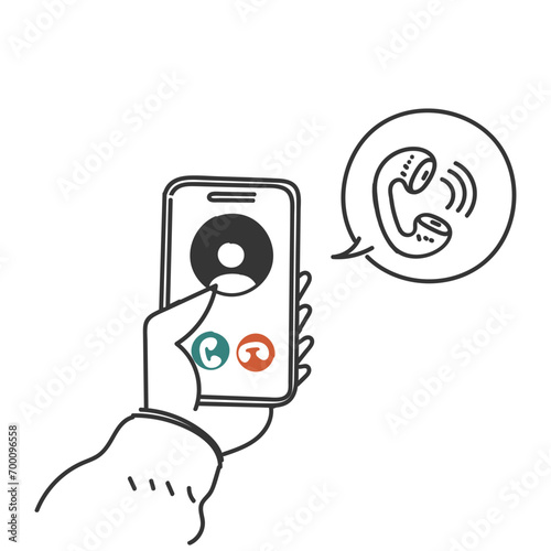 hand drawn doodle incoming call phone icon