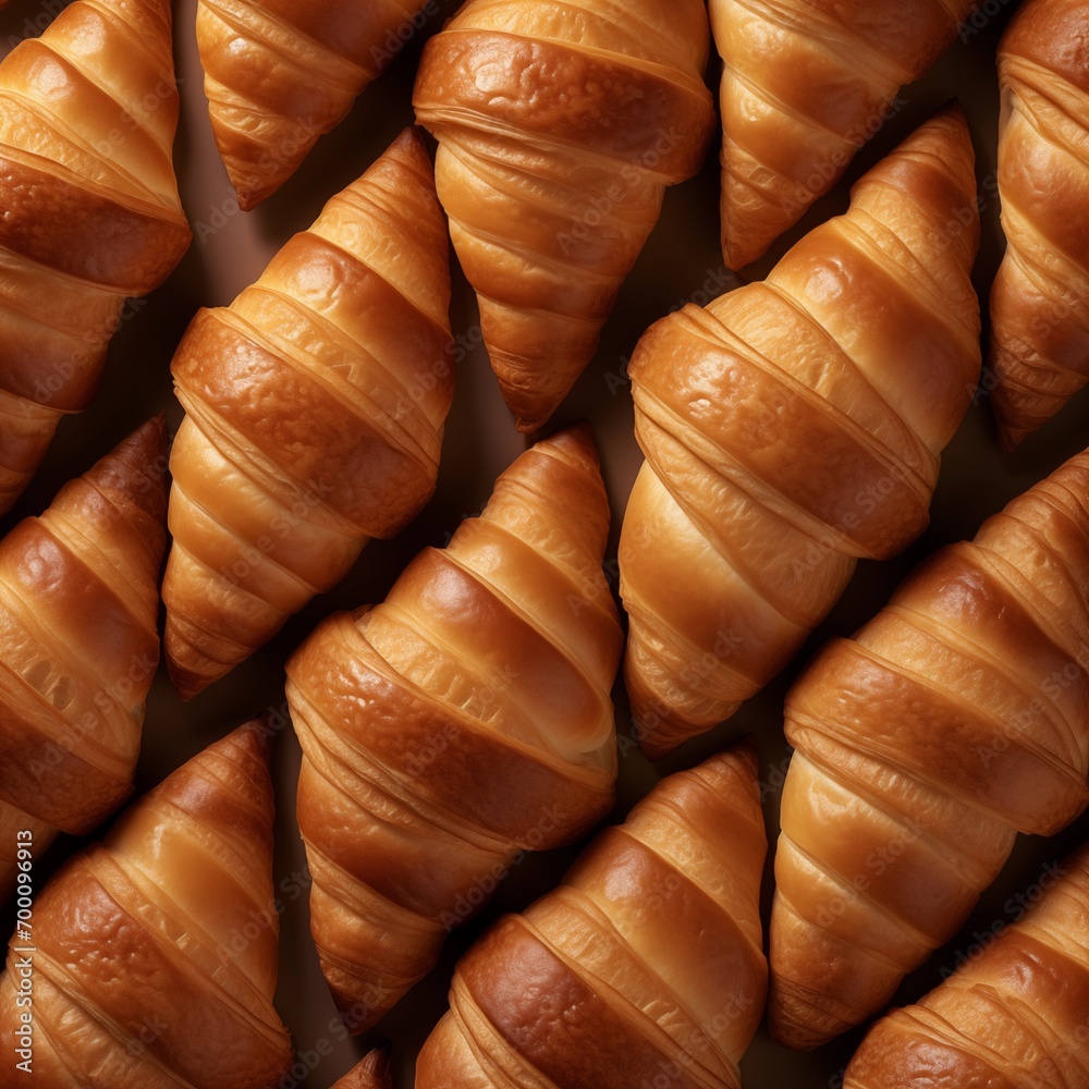 close-up of croissant pattern background. Top view of croissants close-up of croissant pattern background. Top view of croissants