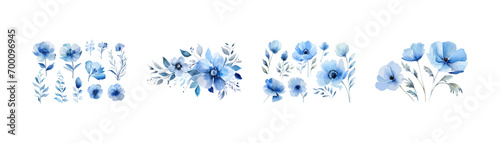 .Watercolor blue flower clipart for graphic resources. Vector illustration design.. photo