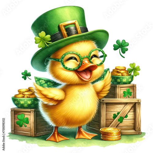 Cute Duck St Patrick's Day Clipart Illustration