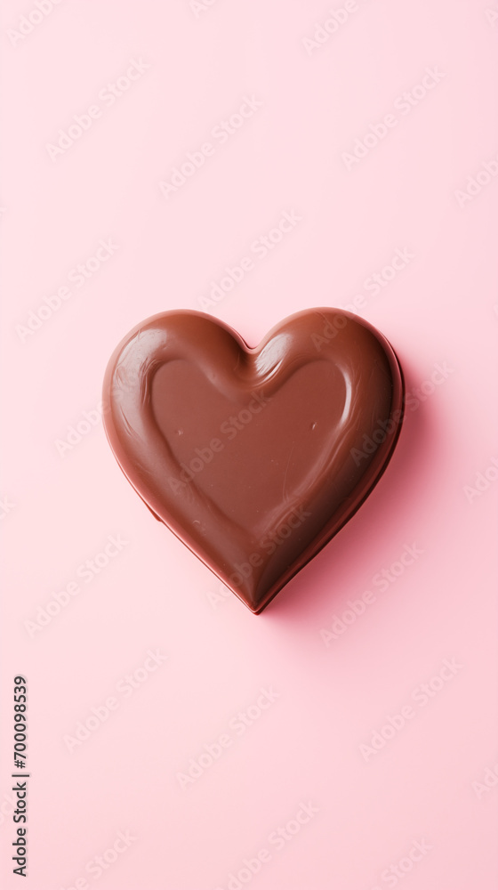 valentine's day heart shaped chocolate on plain pink background