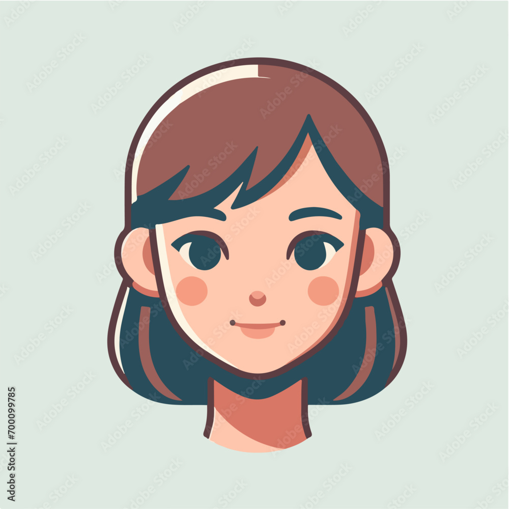 Vector of a girl with short hair in a flat cartoon style