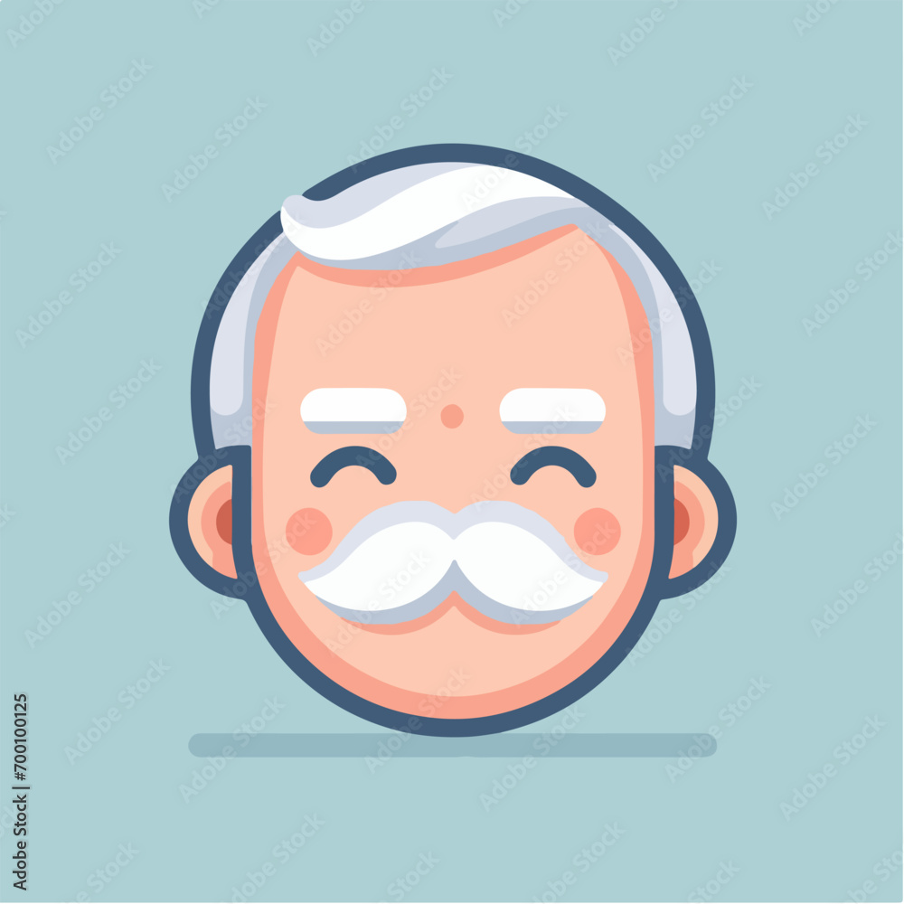 Vector grandfather's head in flat design style