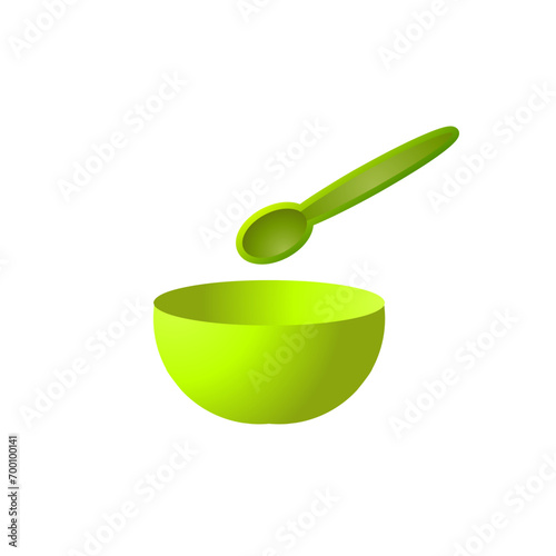 Bowl and spoon vector illustration isolated on white