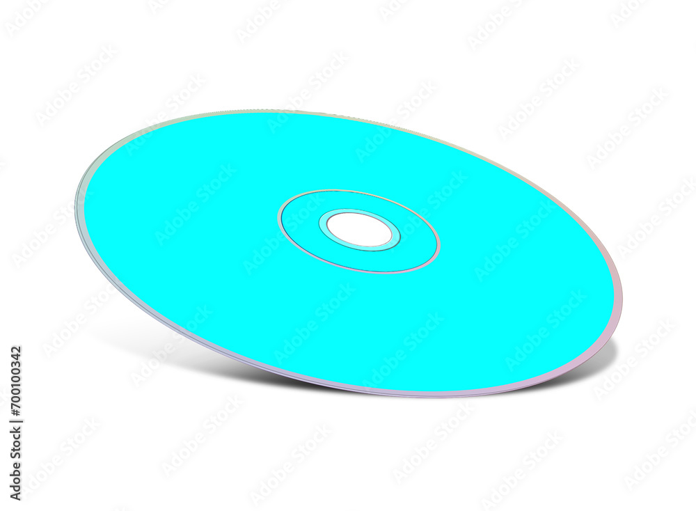 CD or DVD blank template cyan for presentation layouts and design. 3D rendering. CD or DVD blank template cyan for presentation layouts and design. 3D rendering.
