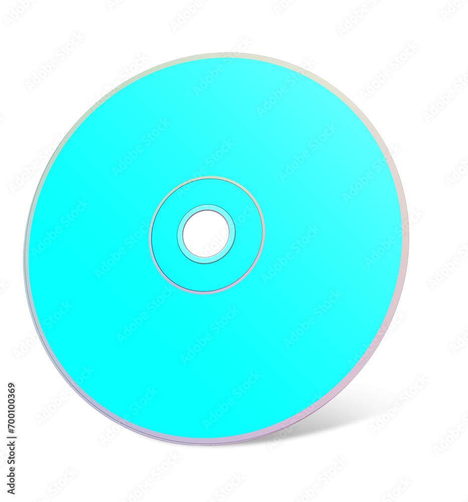 CD or DVD blank template cyan for presentation layouts and design. 3D rendering. CD or DVD blank template cyan for presentation layouts and design. 3D rendering.