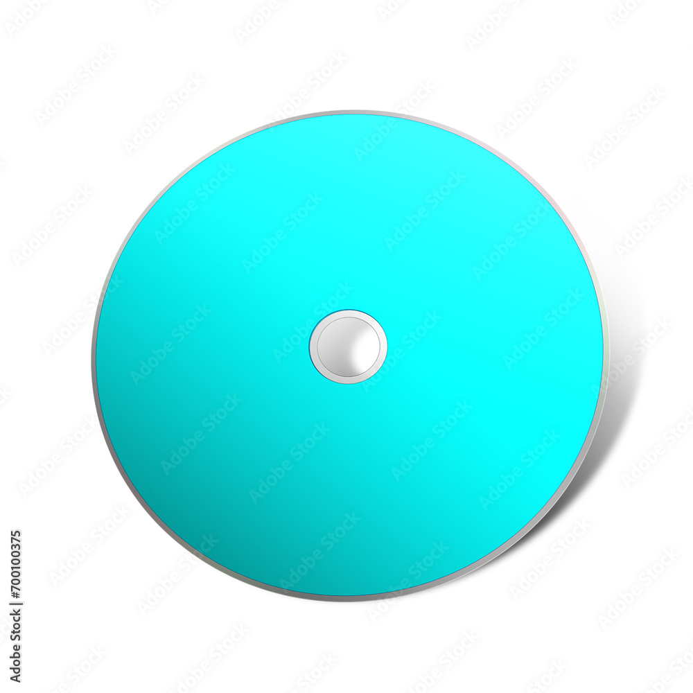 CD or DVD blank template cyan for presentation layouts and design. 3D rendering. CD or DVD blank template cyan for presentation layouts and design. 3D rendering.