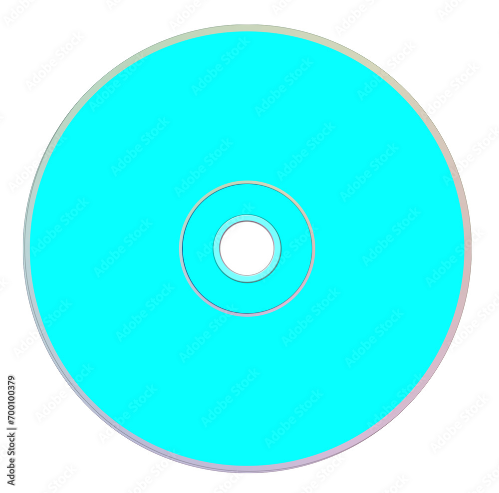 CD or DVD blank template cyan for presentation layouts and design. 3D rendering. CD or DVD blank template cyan for presentation layouts and design. 3D rendering.
