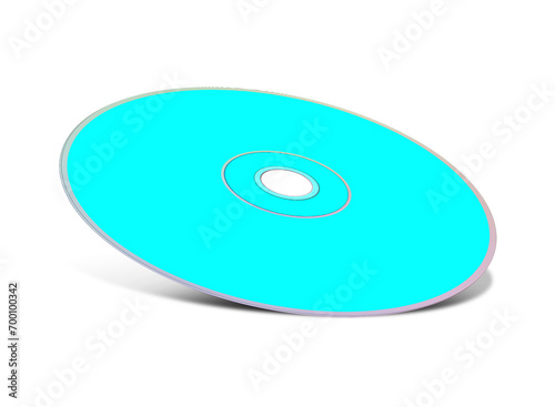 CD or DVD blank template cyan for presentation layouts and design. 3D rendering.