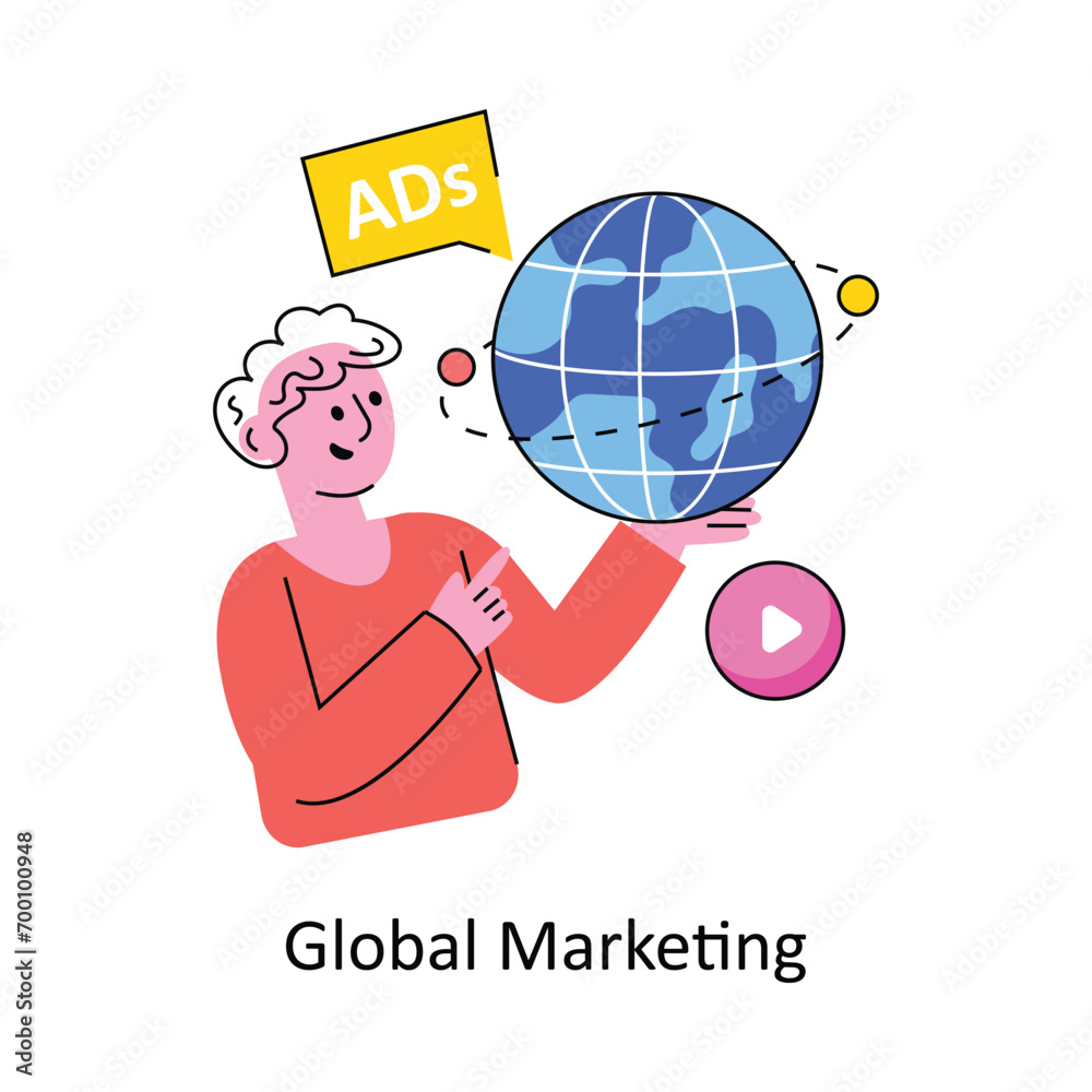 Global Marketing vector Filled outline Design illustration. Symbol on White background EPS 10 File 