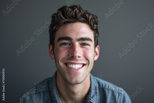 Professional studio photo, young white American man, perfect teeth, smiling © furyon