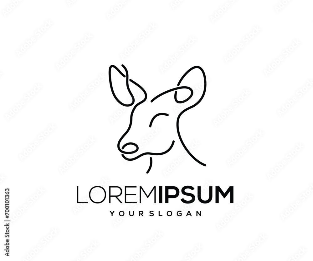 Fototapeta premium Deer Animal, Hand Drawn Logo Design Vector