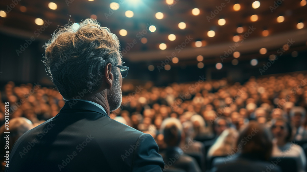 Fototapeta premium Speaker Facing an Attentive Audience
