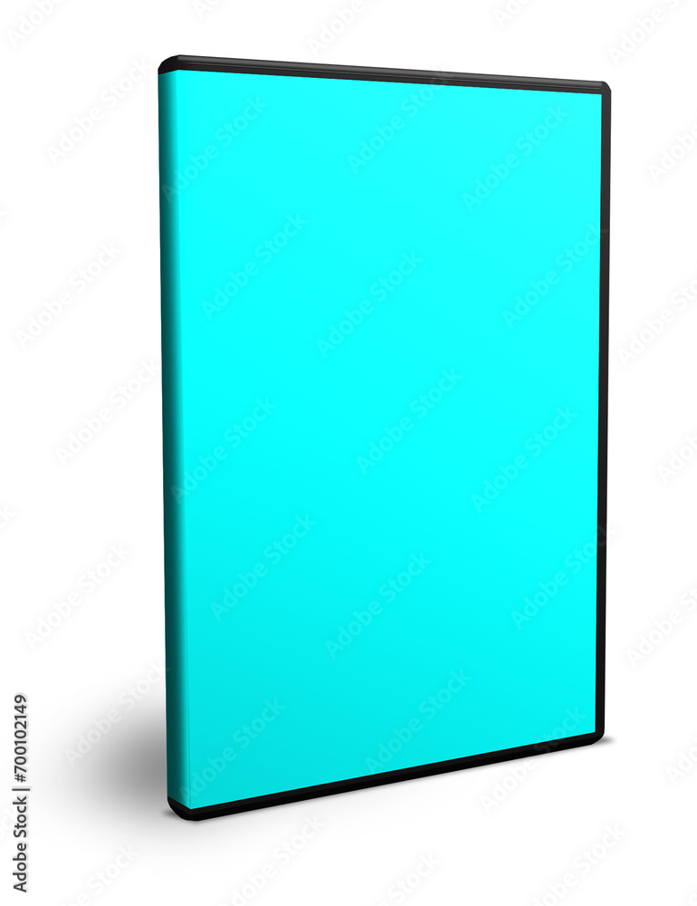 DVD box blank template cyan for presentation layouts and design. 3D rendering. DVD box blank template cyan for presentation layouts and design. 3D rendering.