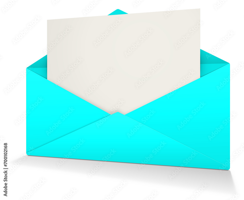 Cyan Postal envelope blank template for presentation layouts and design. 3D rendering. Cyan Postal envelope blank template for presentation layouts and design. 3D rendering.