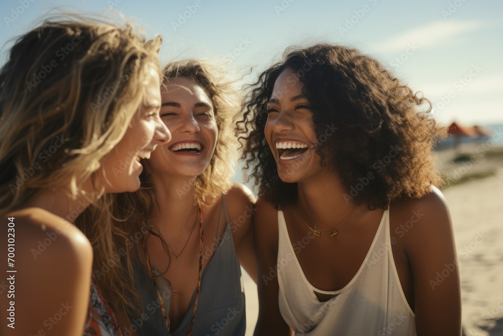 Beachside Bonding: Friends Soaking Up Sun and Surf