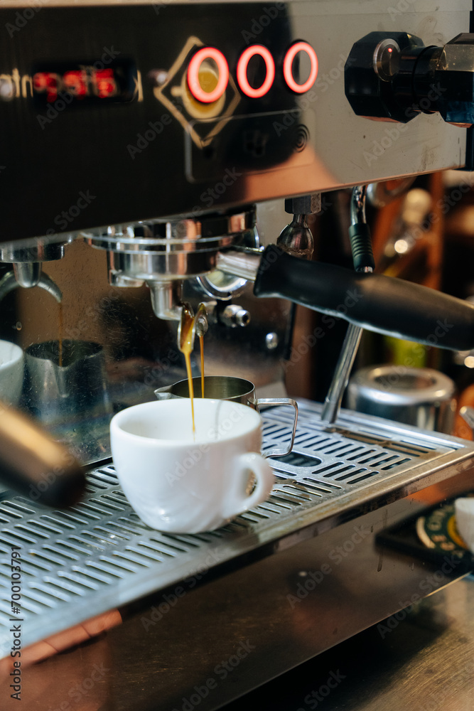 coffie making process. Barista work coffie making process. Barista work