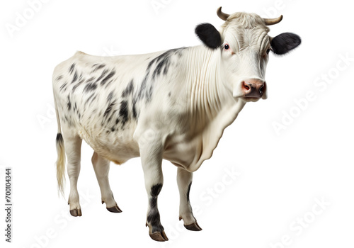 Portrait of cow standing, isolated on transparent of white background