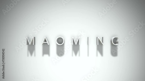 Maoming 3D title animation with shadows on a white background photo