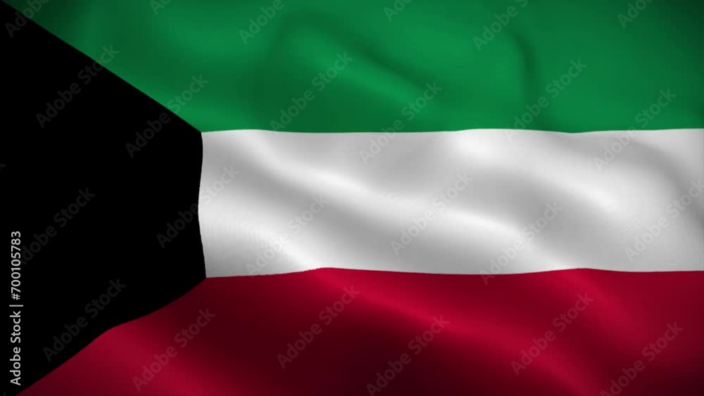 Kuwait flag waving animation, perfect loop, official colors, 4K video Kuwait flag waving animation, perfect loop, official colors, 4K video