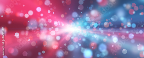 Magic blue red festive bokeh with ray of light illustration background.