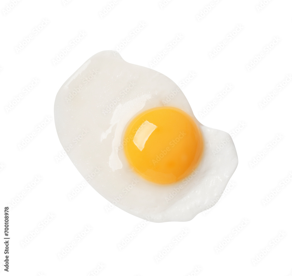 Delicious fried egg isolated on white, top view Delicious fried egg isolated on white, top view