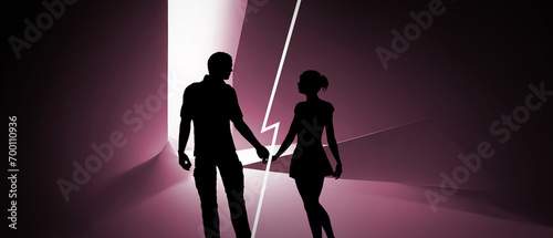 Foto Concept of couple with love and a bond that is about to break up with problems in living as a couple