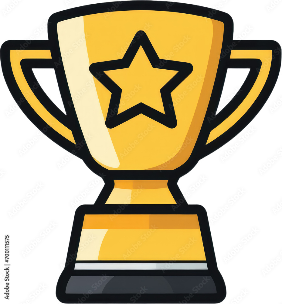A gold trophy white background black outline and color icon vector illustration simple object A gold trophy white background black outline and color icon vector illustration simple object