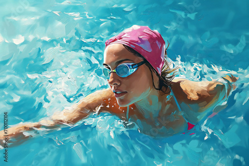 Woman athlete enjoying swimming in the pool. © Dzmitry