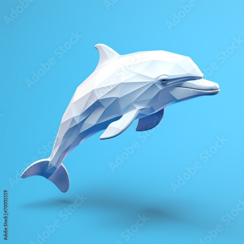 a low poly dolphin jumping photo